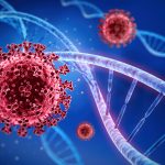 Coronavirus with DNA illustration