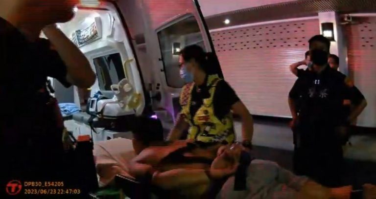 民眾在汽旅情緒失控，台中警消將民眾強制送醫