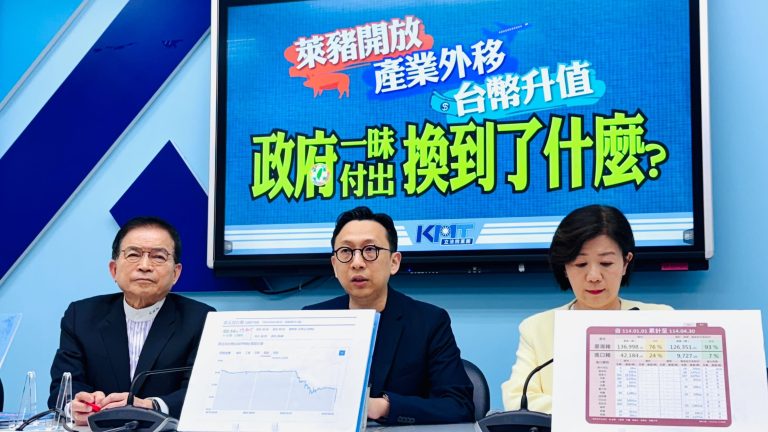 匯率飆、出口危機、萊豬再現 國民黨團批賴政府犧牲人民權益
