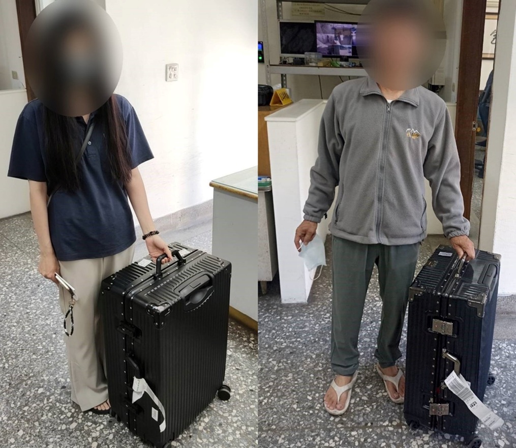 ▲圖說：在員警的協助下，兩位民眾順利取回自己的行李箱              （圖／台中市政府 提供）