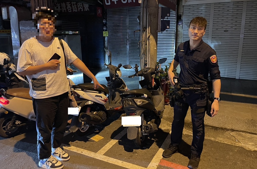 ▲圖說：王姓大學生購物找不到機車以為失竊好慌張，員警調閱監視器、多方比對後尋回 （圖／台中市政府 提供）