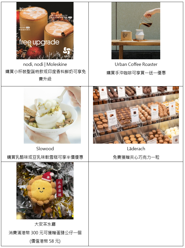 香港國際機場聯同多個人氣品牌推出聖誕節限定優惠