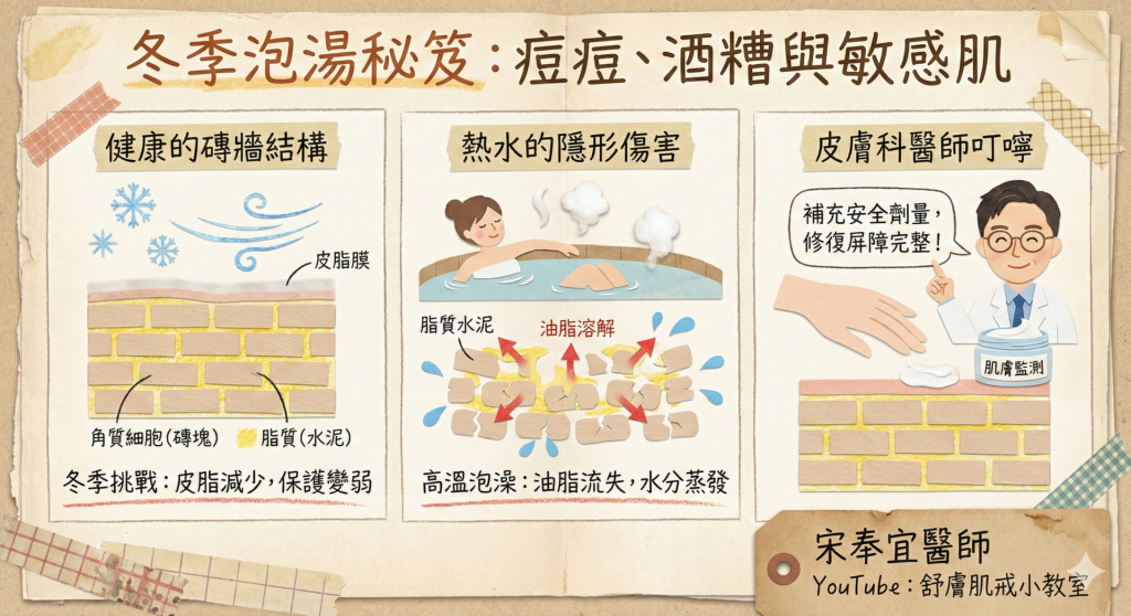 敏感肌、酒糟與痘痘族冬天能泡湯嗎？皮膚科醫師傳授「溫泉療癒不傷膚」的正確攻略