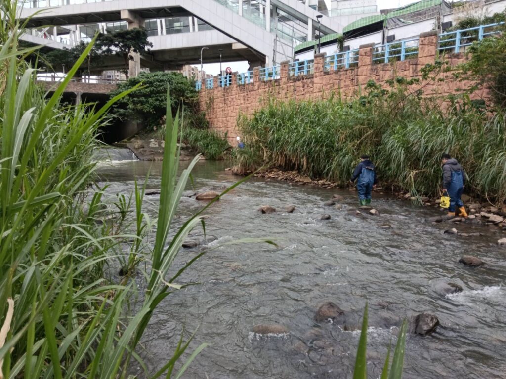 新北市環保局破獲營造公司違法排污依法嚴懲 4 %E7%A8%BD%E6%9F%A5%E4%BA%BA%E5%93%A1%E8%BA%AB%E8%91%97%E9%9D%92%E8%9B%99%E8%A3%9D%E6%B7%B1%E5%85%A5%E6%BA%AA%E5%BA%8A%E6%BA%AF%E6%BA%90 1024x768 1