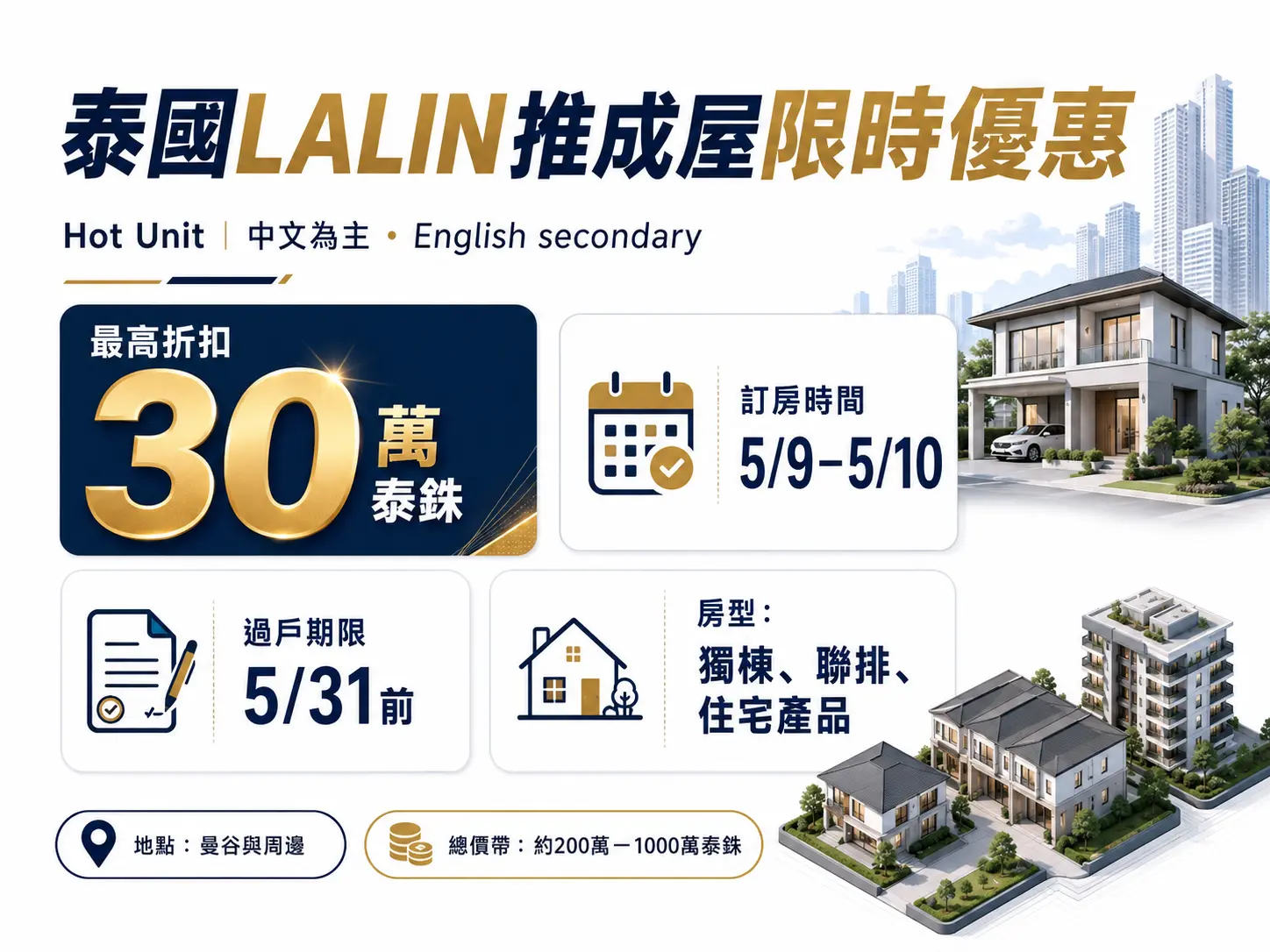 泰國LALIN推成屋限時優惠