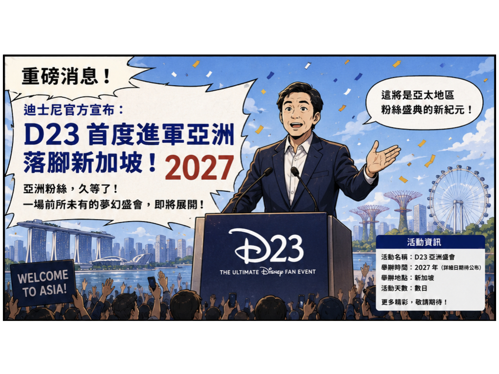 迪士尼官方盛典D23首度進軍亞洲 2027 年落腳新加坡 迪士尼官方盛典D23首度進軍亞洲 2027 年落腳新加坡