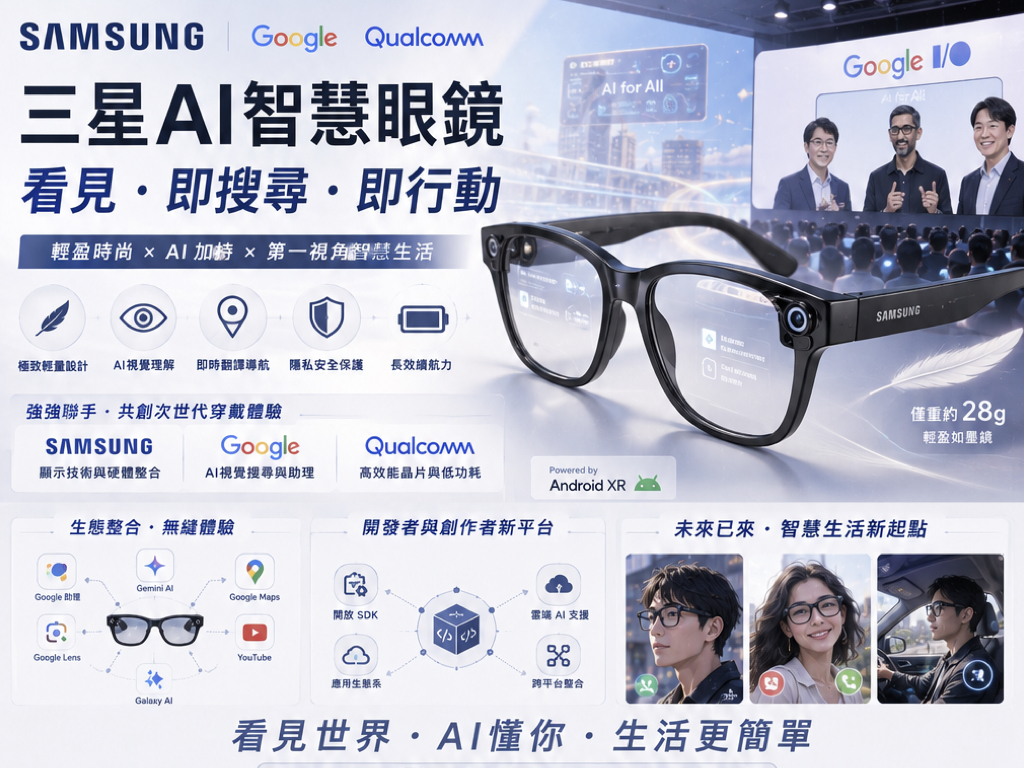 三星 AI 眼鏡現身 極簡設計直擊笨重穿戴痛點 三星 AI 眼鏡現身 極簡設計直擊笨重穿戴痛點