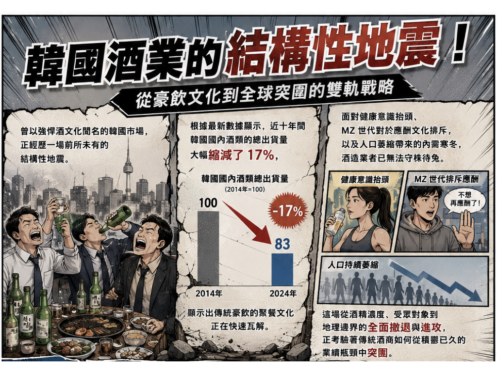 韓酒類銷量十年暴跌 17% 零酒精與出海成救命稻草 韓酒類銷量十年暴跌 17% 零酒精與出海成救命稻草