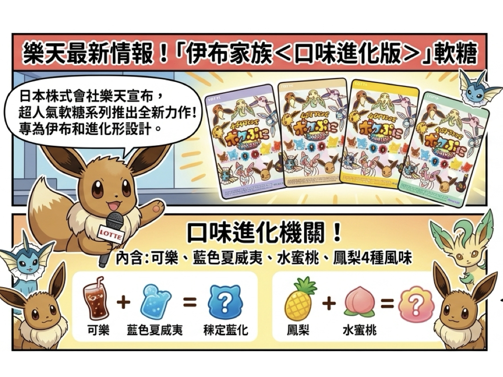 伊布家族大集合!LOTTE口味進化軟糖5月26日萌翻亮相 伊布家族大集合!LOTTE口味進化軟糖5月26日萌翻亮相