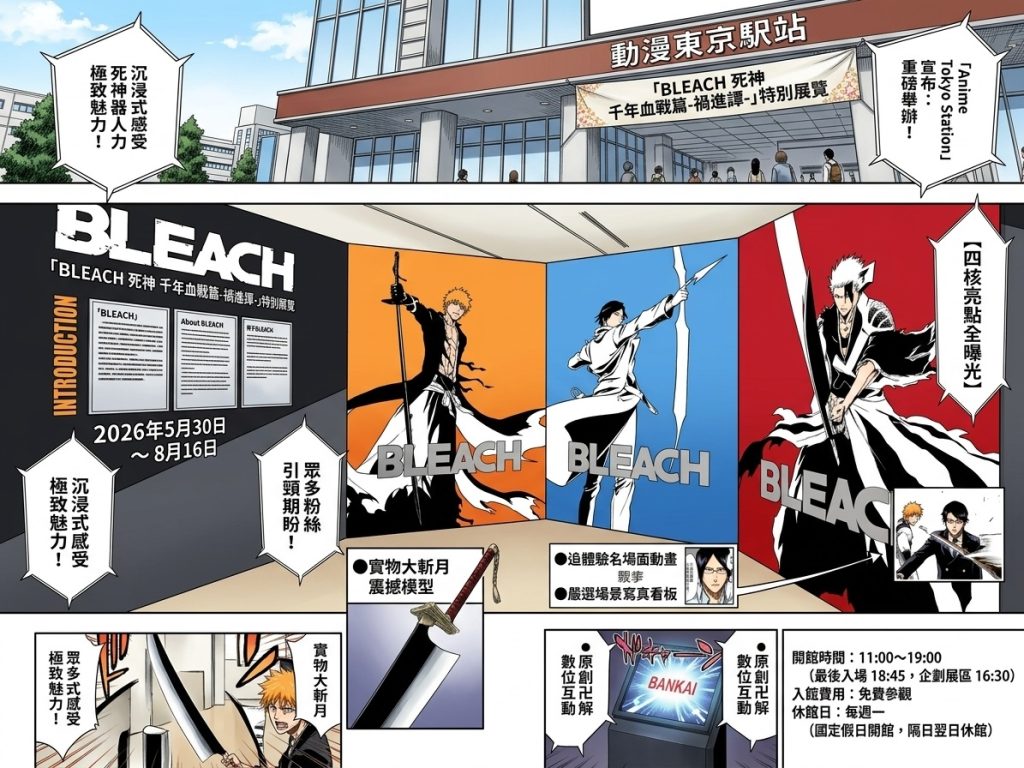死神千年血戰篇特別展5/30開跑!實物大斬月與卍解數位科技登場 死神千年血戰篇特別展5/30開跑!實物大斬月與卍解數位科技登場