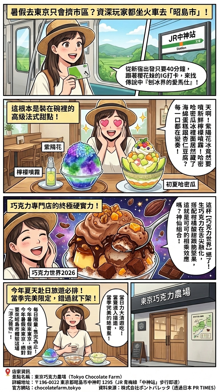 赴日遊客新寵!台灣旅客狂讚「刨冰界的愛馬仕」── 東京巧克力農場3款2026限定藝術刨冰,今夏近郊文青行程首選! 赴日遊客新寵!台灣旅客狂讚「刨冰界的愛馬仕」── 東京巧克力農場3款2026限定藝術刨冰,今夏近郊文青行程首選!