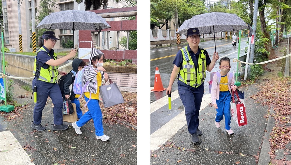 ▲圖說:8月31日開學日天氣不穩定,玉井警啟動「護童與防汛安全專案」 (圖/台南市政府 提供)
