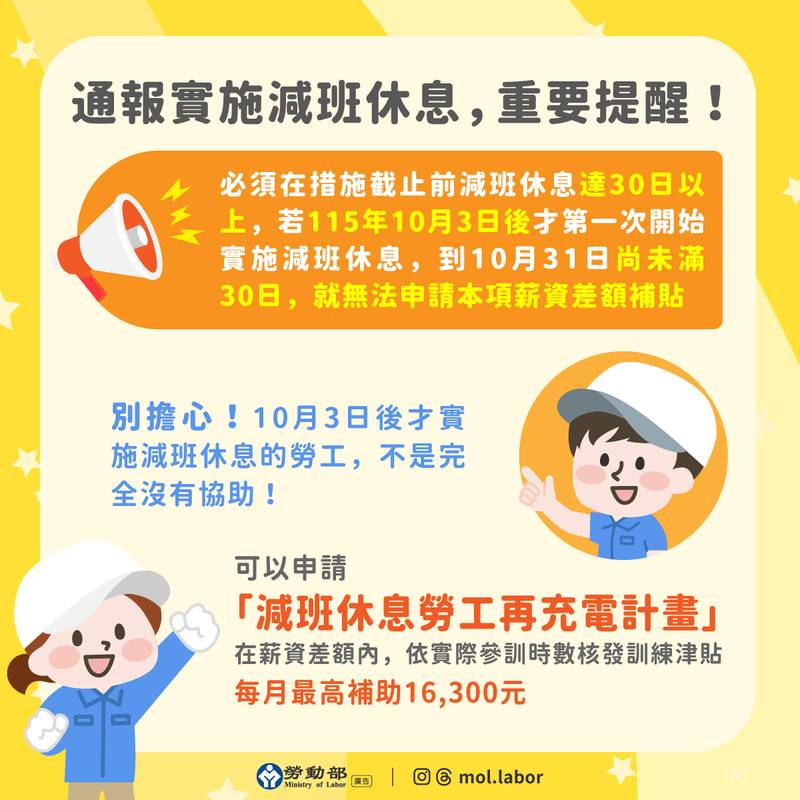 勞動部公告「橡膠製品製造業」等9行業繼續辦理僱用安定措施3個月，提供產業過渡性支持與適當緩衝期，協助勞工穩定就業