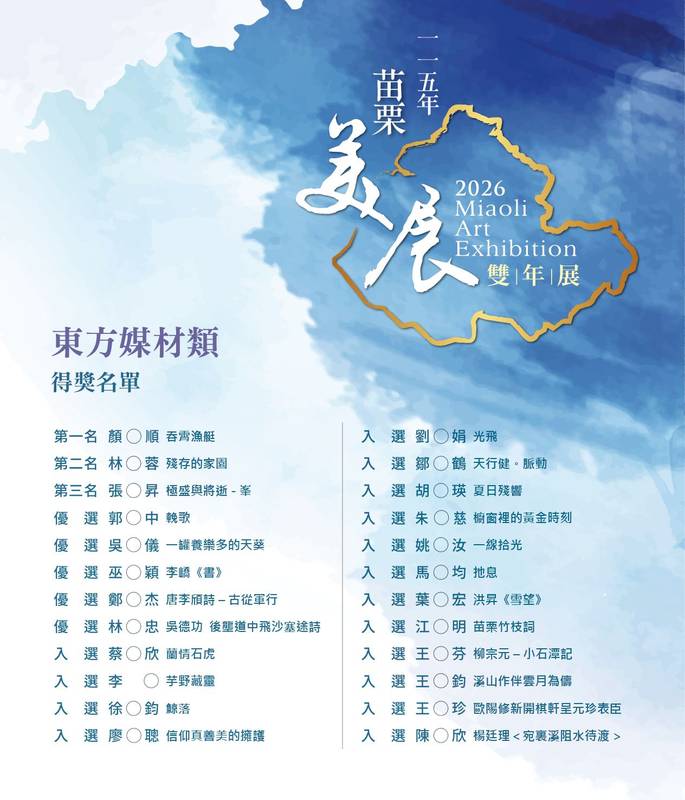 115年「苗栗美展」雙年展得獎名單出爐!
