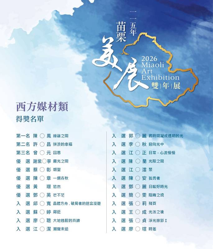 115年「苗栗美展」雙年展得獎名單出爐!