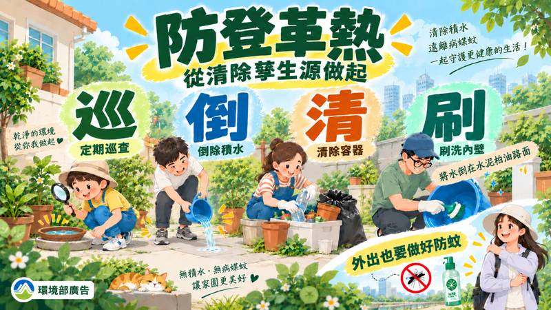 雨後防疫動起來! 落實「巡、倒、清、刷」阻斷登革熱
