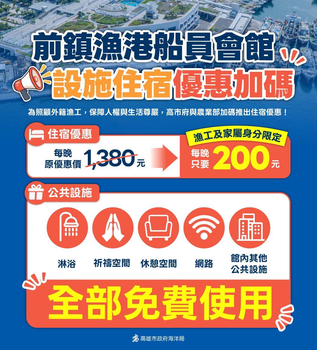 高雄成功爭取前鎮漁港多項優惠措施 照顧漁工住宿權益 加速攤商進駐誘因