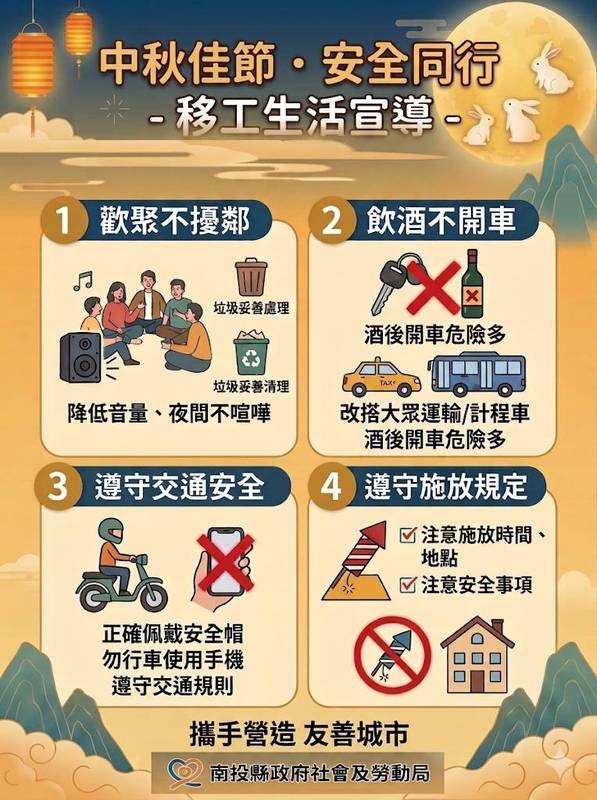 縣府加強來臺工作外國人生活安全宣導 籲歡聚不擾鄰、飲酒不駕車