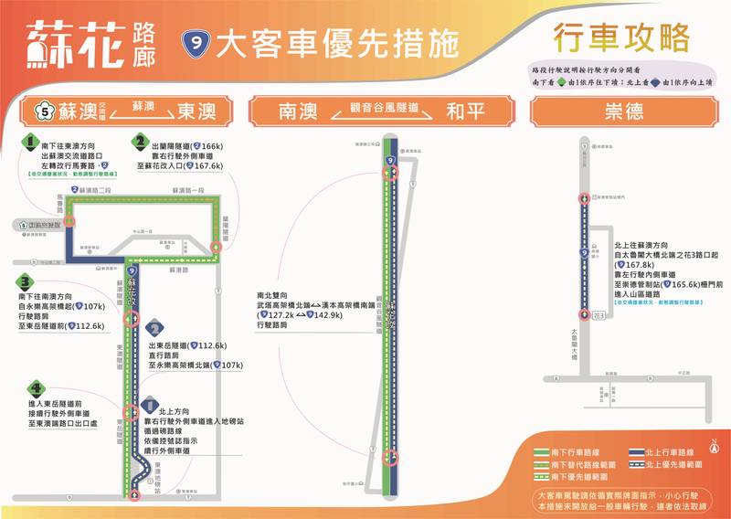 115年中秋節及教師節連續假期蘇花路廊交通管制及疏導措施