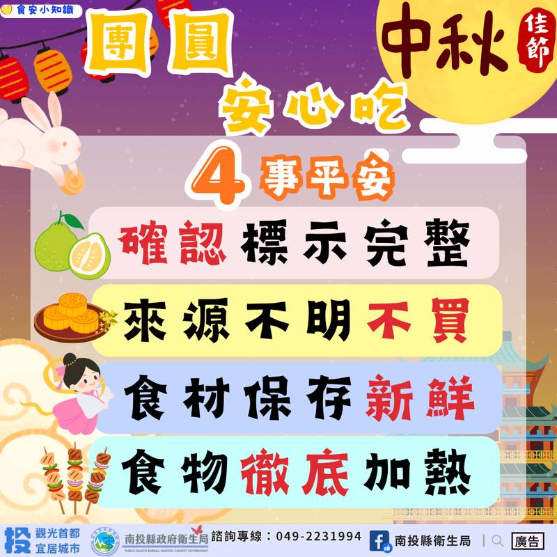 中秋食安提前把關 衛生局加強應景食品稽查