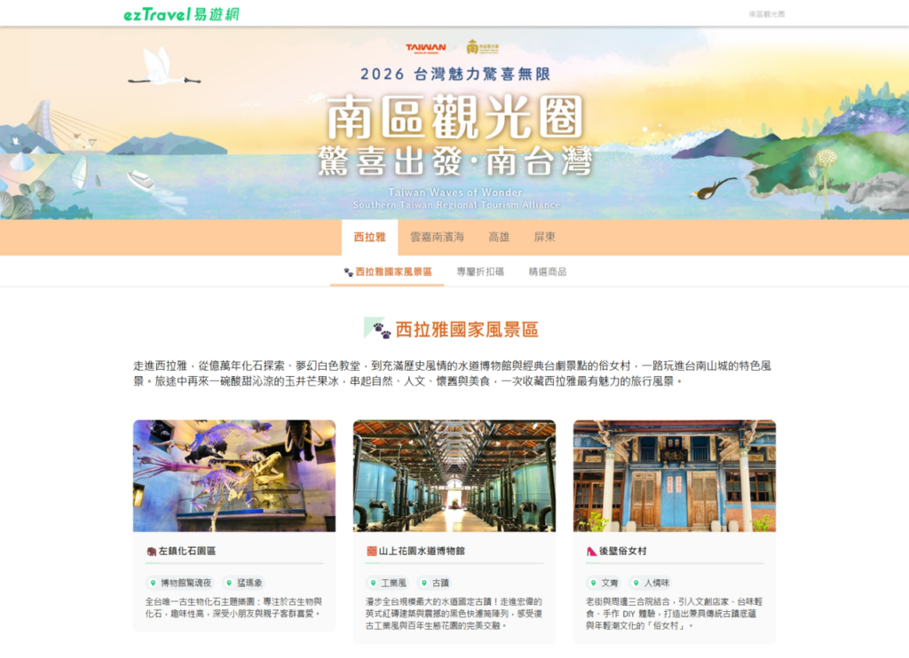 Check in 驚喜南臺灣!南區觀光圈攜手航空、旅遊平台與風格通路 祭出千萬加碼旅遊優惠強攻國內外引客 19 %E6%98%93%E9%81%8A%E7%B6%B2%E3%80%8C%E9%A9%9A%E5%96%9C%E5%87%BA%E7%99%BC %E2%80%A2 %E5%8D%97%E8%87%BA%E7%81%A3%E3%80%8D%E4%B8%BB%E9%A1%8C%E6%97%85%E9%81%8A%E5%B0%88%E9%A0%81%E6%8E%A8%E5%87%BA%E7%B8%BD%E5%83%B9%E5%80%BC%E5%8D%83%E8%90%AC%E6%8A%98%E6%89%A3%E5%84%AA%E6%83%A0