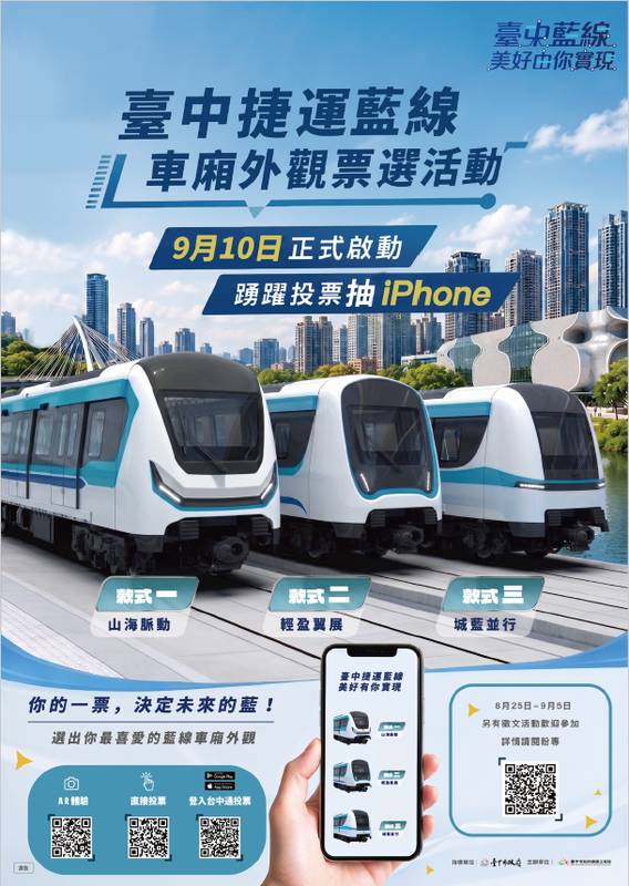 中捷藍線外觀票選倒數！ 捷工局邀全民投好車、抽好禮