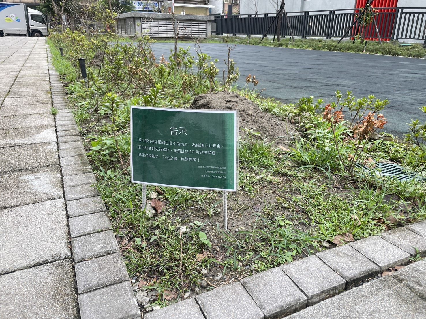 文山區消防興隆分隊旁山櫻花 近期將進行換植之處理說明