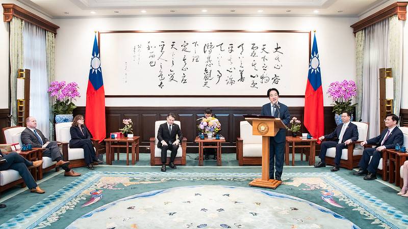 總統接見美國聯邦眾議院訪問團 盼臺美深化合作 共同為印太和平穩定做出貢獻