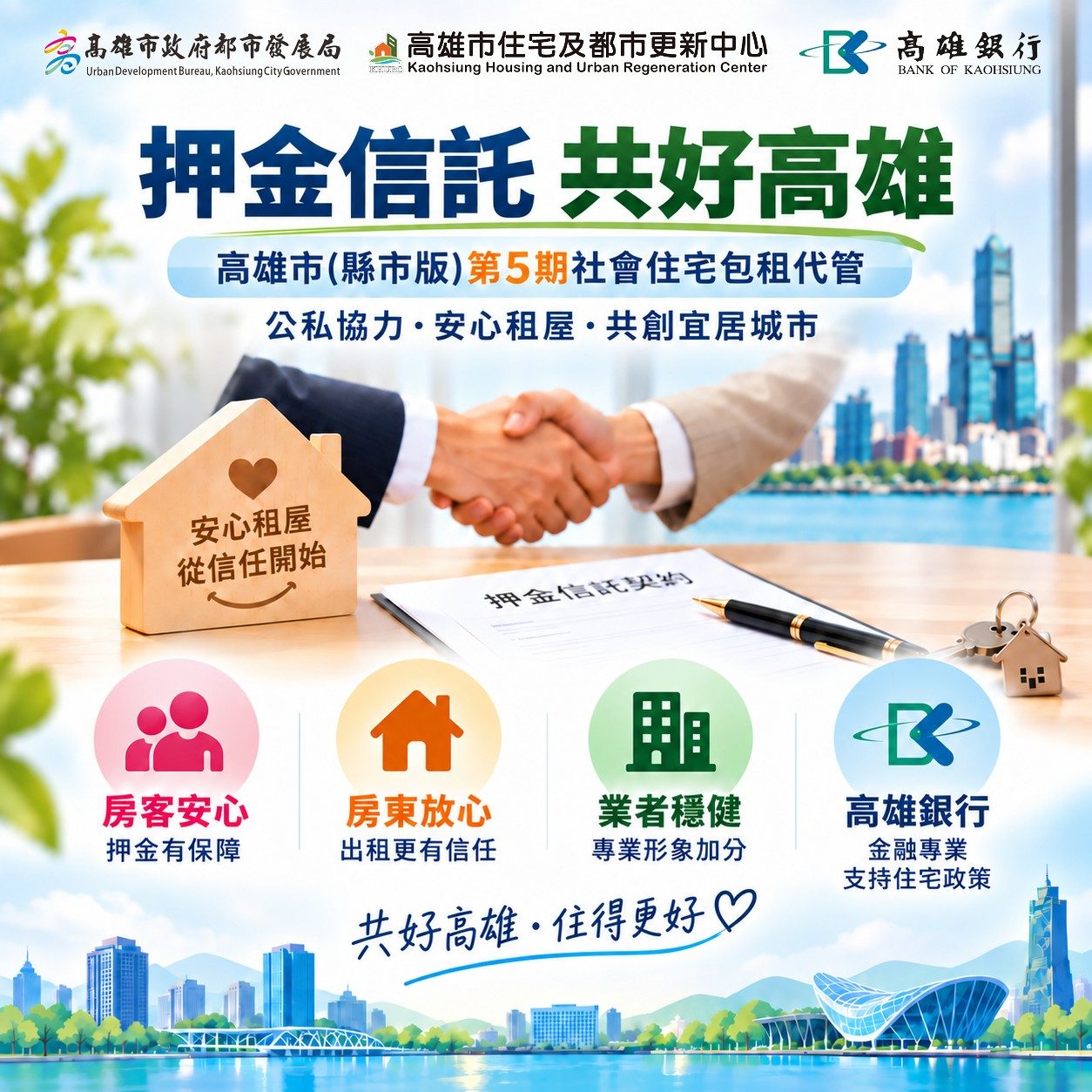 高市府率先全國推包租代管「押金信託」 攜手高雄銀行強化租屋保障