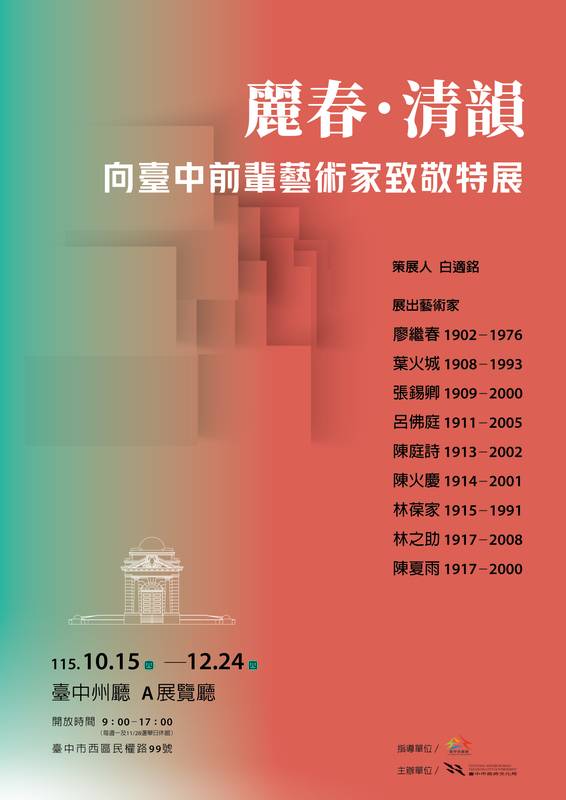 廖繼春「庭院」一甲子首公開！州廳首檔市長邀請展 9位大師勾勒百年台中美術
