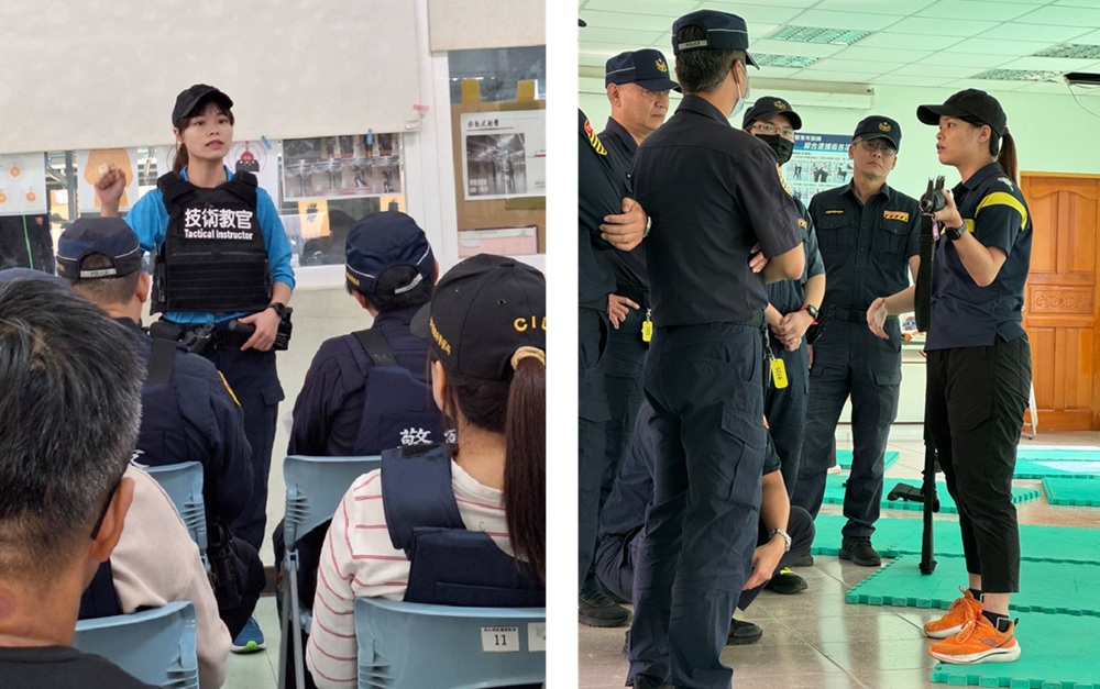 ▲圖說:王翊馨接下女性教官重任後,持續精進戰術教學技巧,確保第一線同仁面對威脅時,能冷靜壓制危害確保執勤安全 (圖/台中市政府 提供)