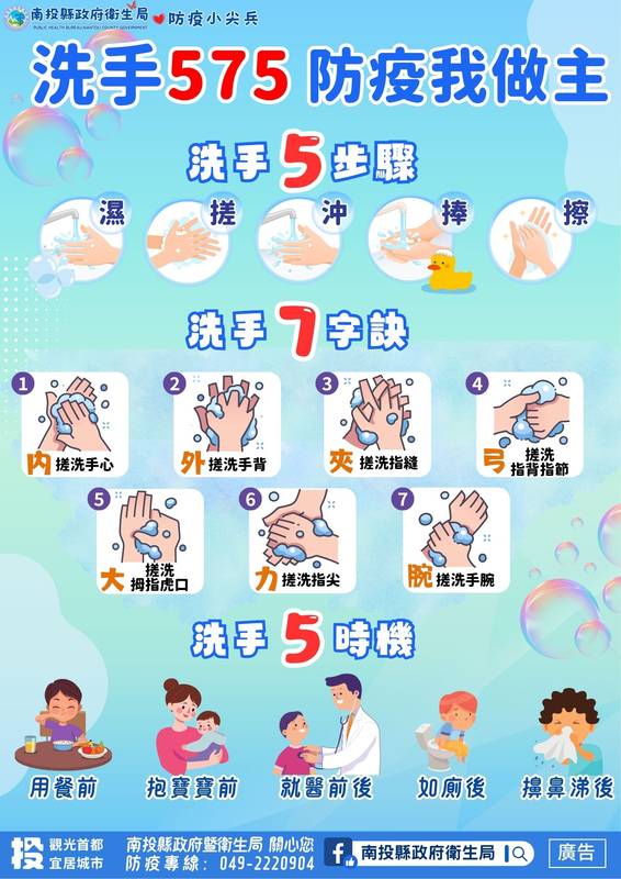 腸病毒升溫!南投縣衛生局提醒:肥皂洗手20秒 5歲以下幼兒慎防重症