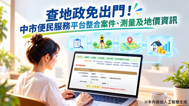 地政資訊線上查!中市便民服務平台整合案件、測量及地價查詢