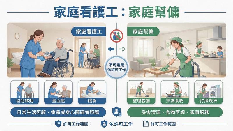 看護工與幫傭工作內容不同 花蓮縣府提醒勿指派許可外工作