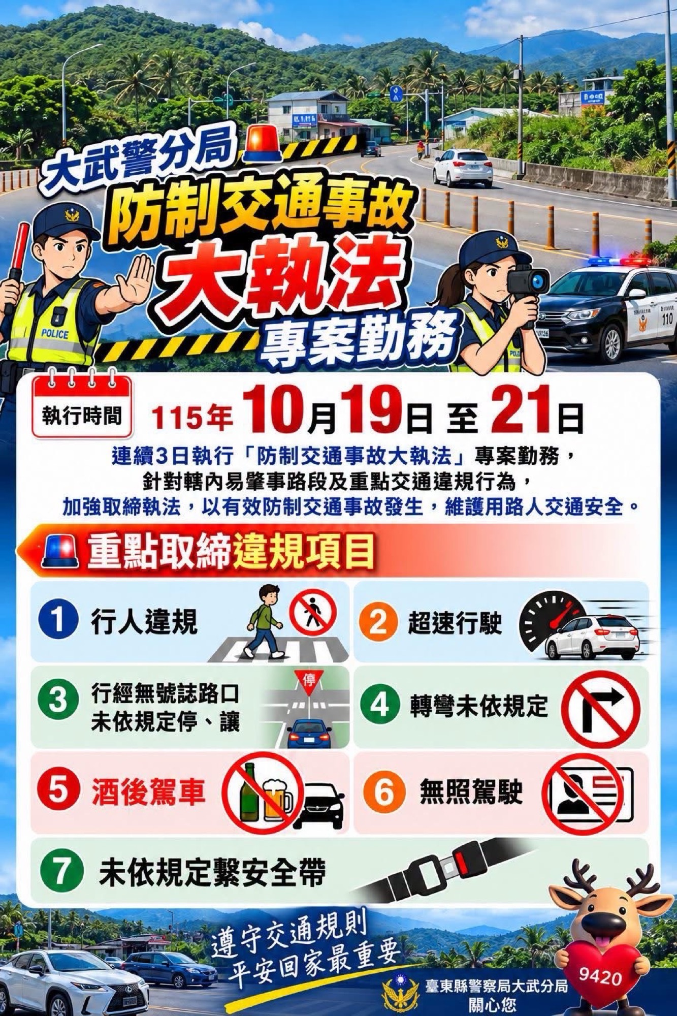 大武警分局防制交通事故大執法專案勤務