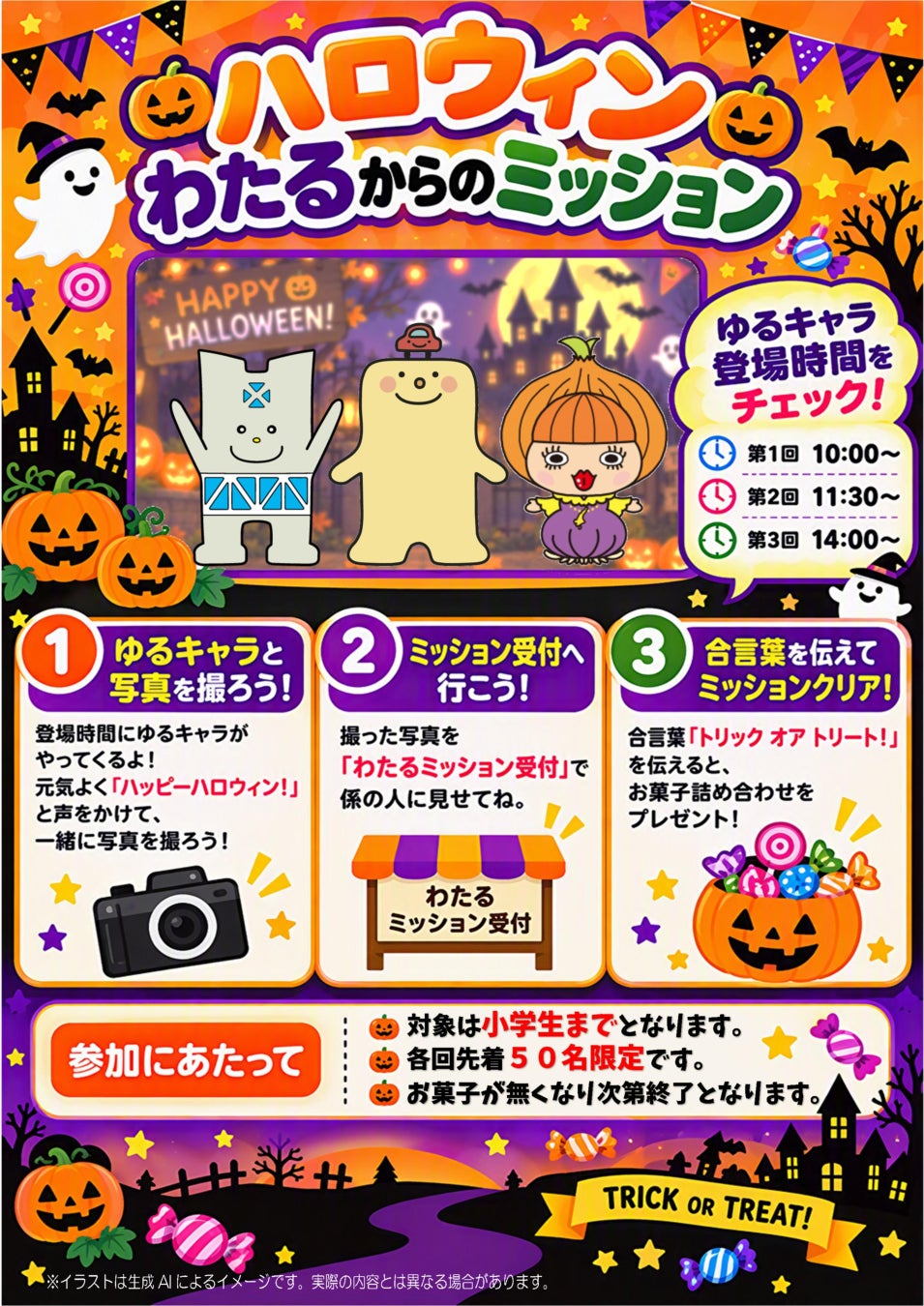 淡路SA(下行)10月31日萬聖節交通安全祭 坐工作車、吉祥物送糖果