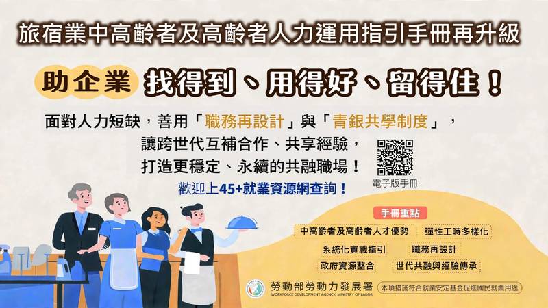 旅宿業找不到工?中高齡求職沒方向?勞動部「旅宿業中高齡就業指引」發布!