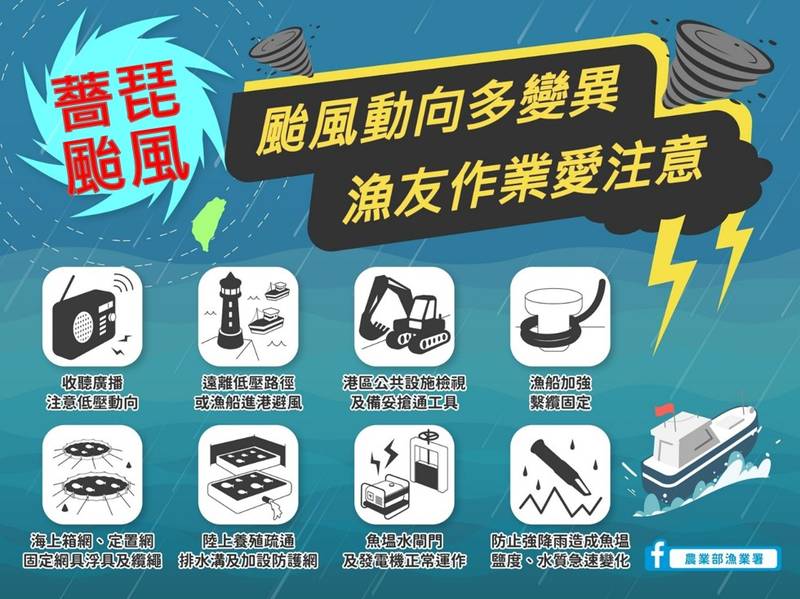 薔琵颱風逼近 漁業署籲請漁民朋友做好各項防颱準備