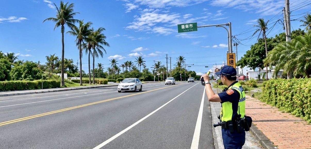 臺東警察分局員警於臺11線執行交通疏導