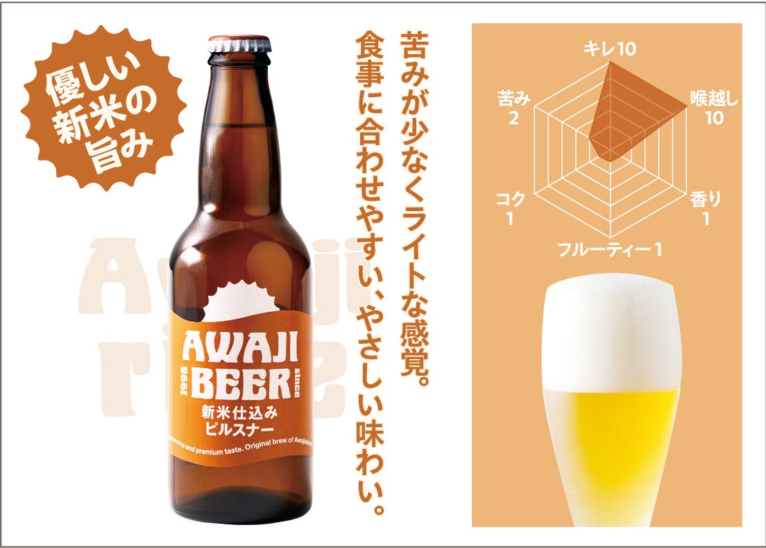 淡路啤酒新米釀造皮爾森10月27日上市 淡路島限定、每瓶600日圓