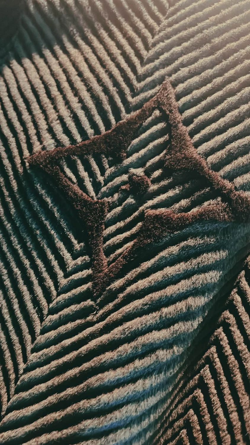 毛料上以同色系織出的 LV 字母