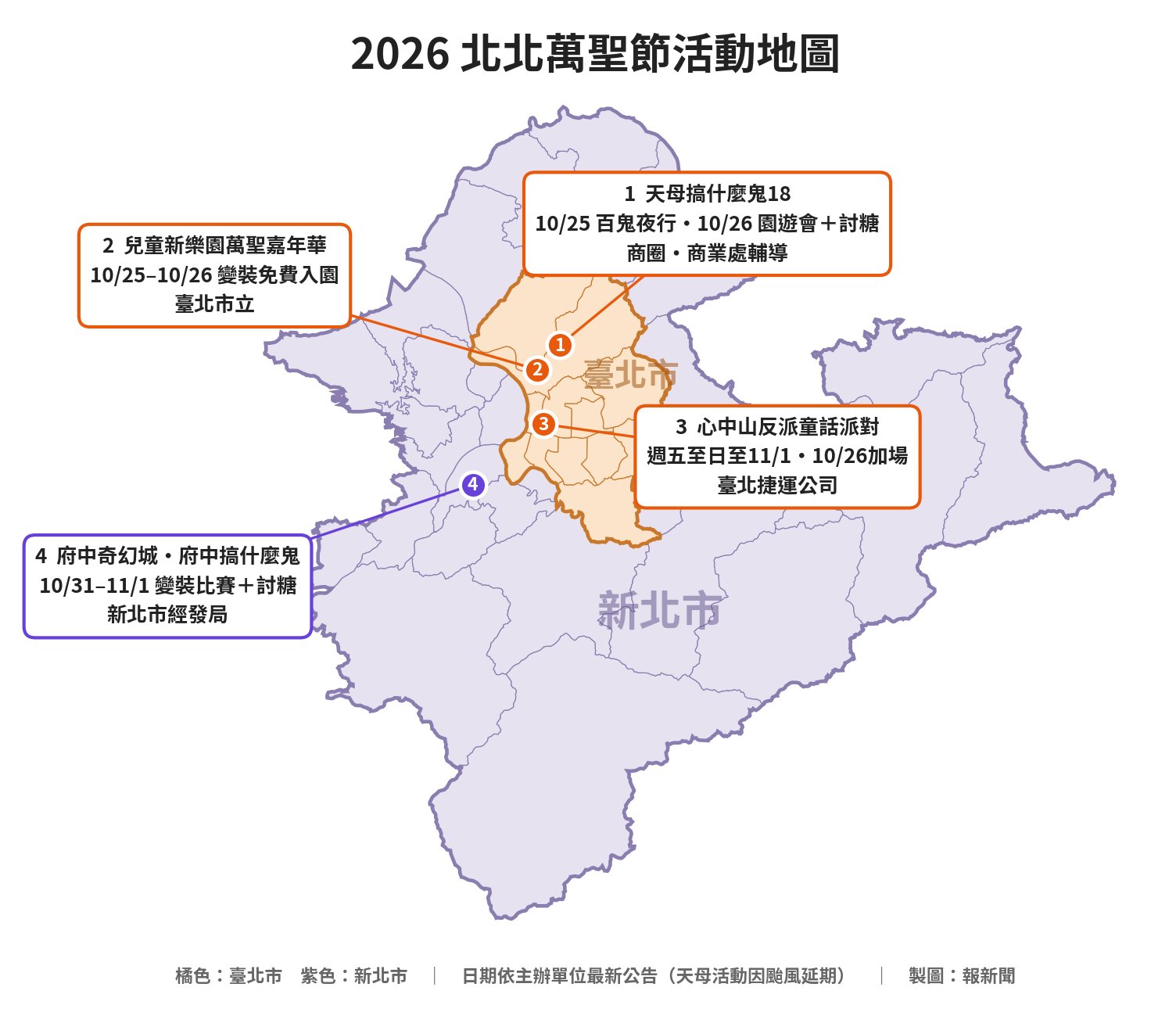 北北萬聖節活動地圖出爐！天母搞什麼鬼颱風延期10/25、26登場　府中奇幻城10/31壓軸