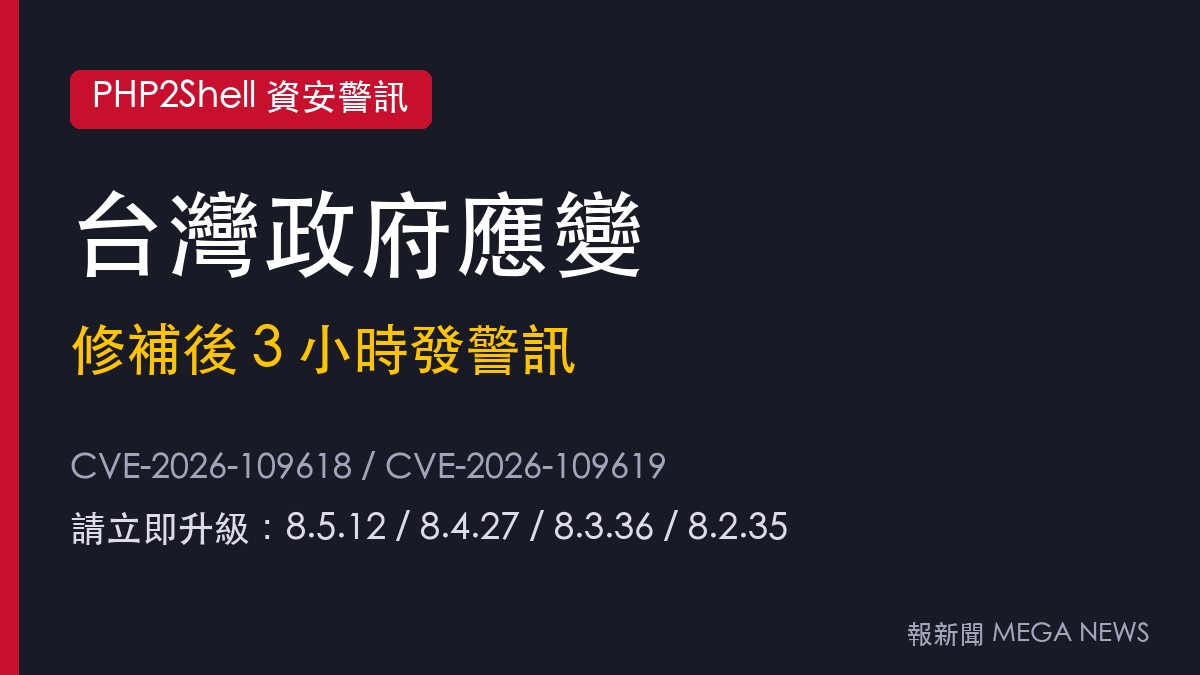 PHP2Shell台灣政府應變慢了嗎？修補後3小時發警訊　但修補前未見預警