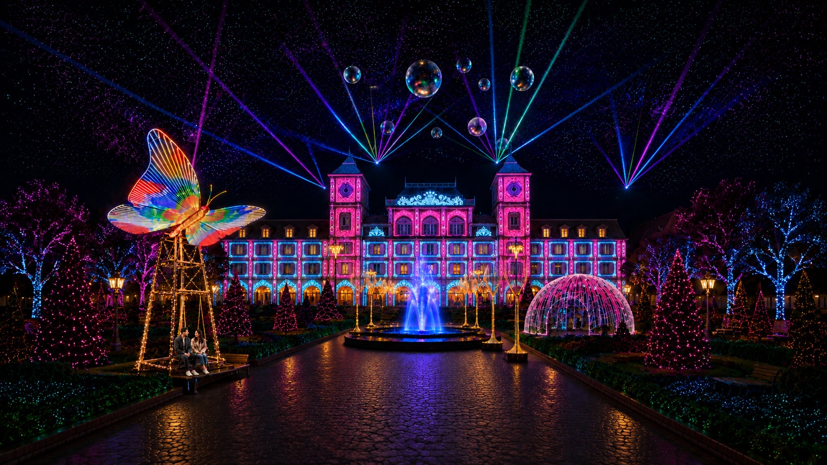 神戶Illuminage第17屆開跑 4公尺蝴蝶鞦韆、30公尺愛心隧道到明年2月