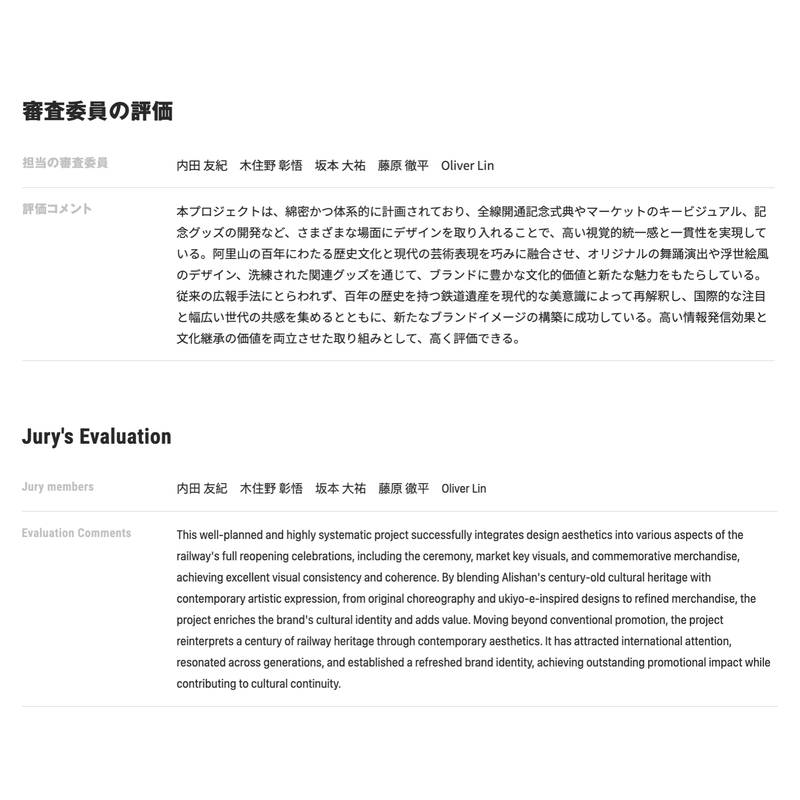 以當代美學重新詮釋百年鐵道文化 阿里山林鐵全線通車行銷成果 獲日本權威設計大獎「Good Design Award」肯定