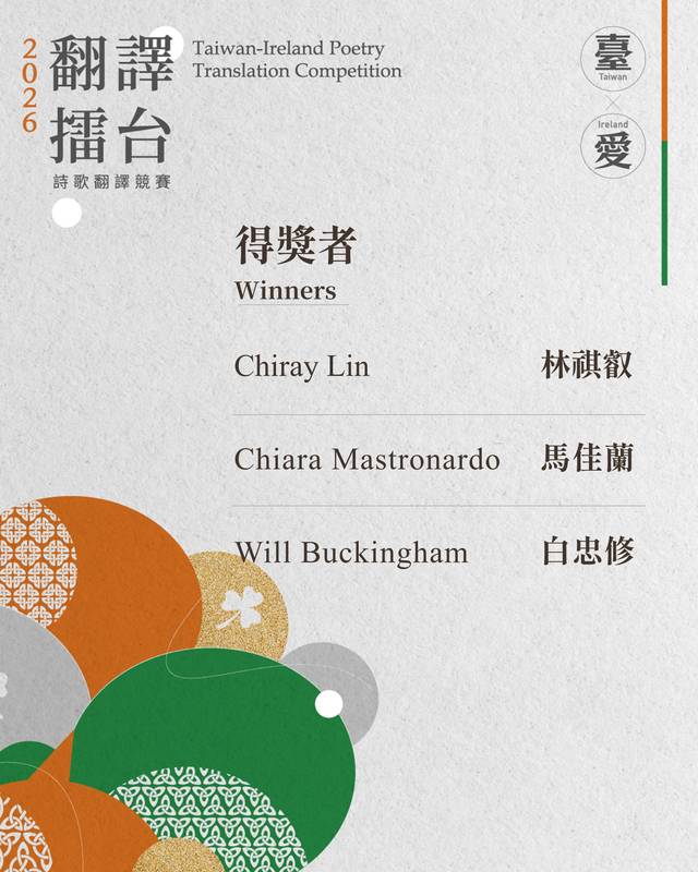 【公告】2026年「翻譯擂台」詩歌翻譯競賽　獲獎名單揭曉