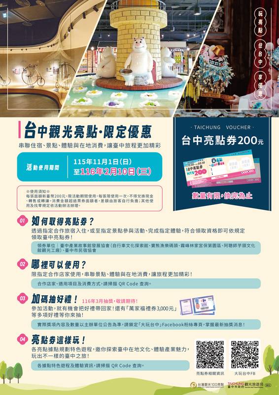 「台中亮點券」登場 觀旅局邀民眾探索城市觀光魅力